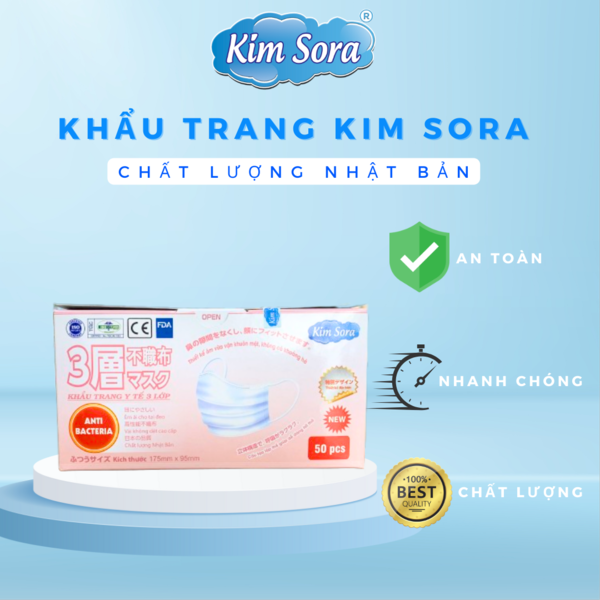 Khẩu trang y tế 3 lớp trắng - Khẩu Trang Y Tế Kim Sora - Công Ty TNHH Kim Sora
